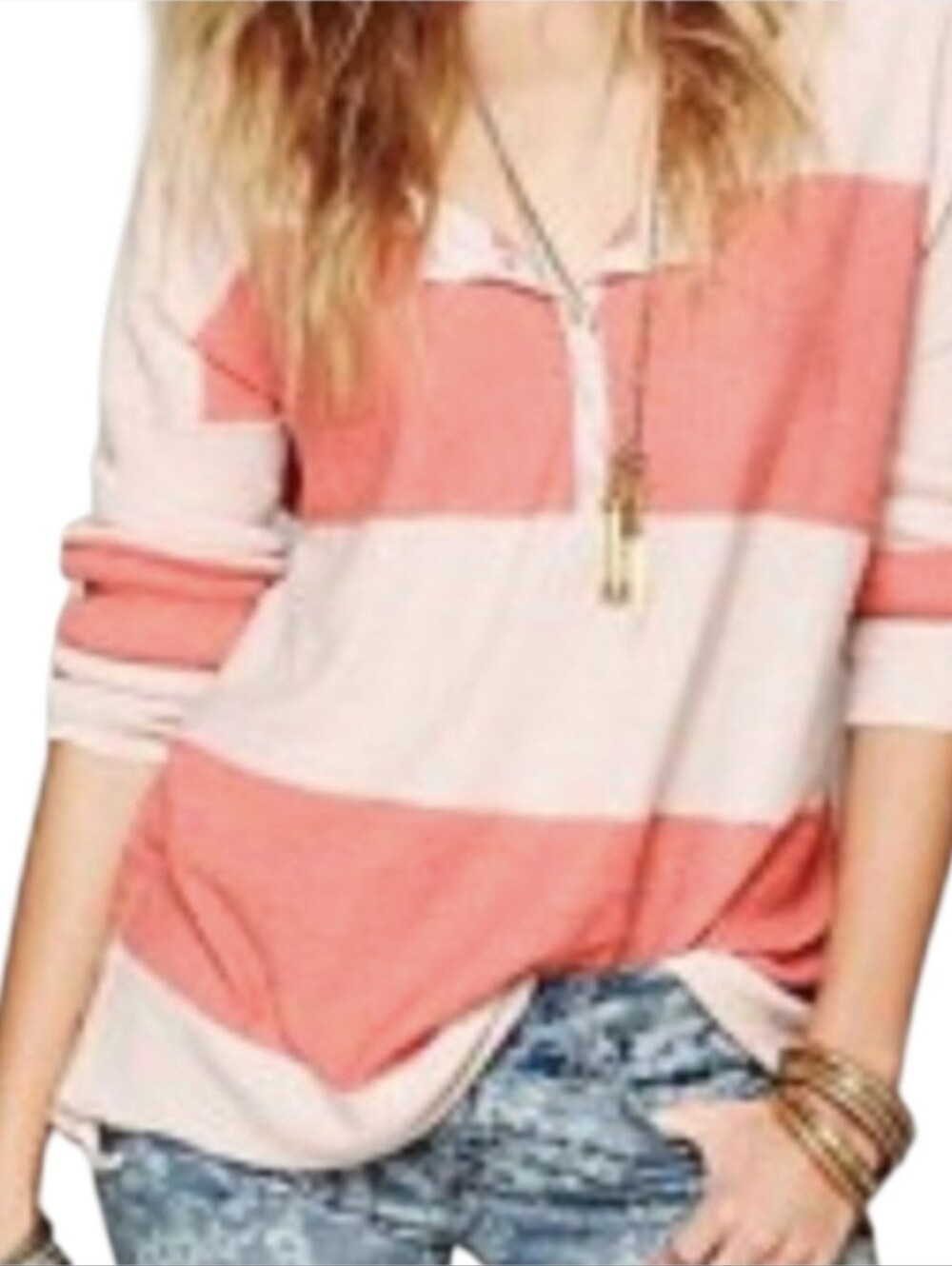 Free People ($118) FP Beach "In a Row" oversized Henley
